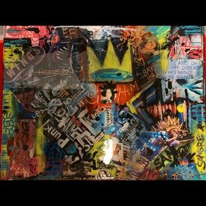 Basquiat Inspired Gouache-Acrylic Artwork